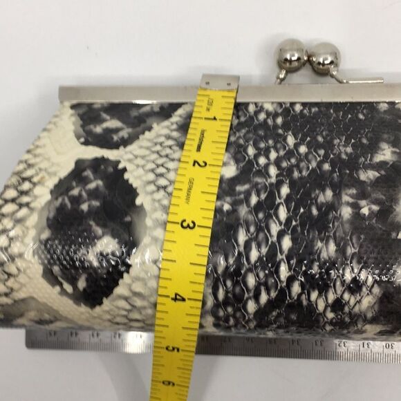 Depeche Mode Faux Python Kisslock evening clutch with silver tone hardware - Picture 16 of 16
